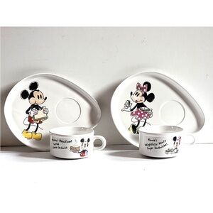 Disney Mickey, Minnie, Goofy, Pluto Ceramic Snack Plate and Cup Set